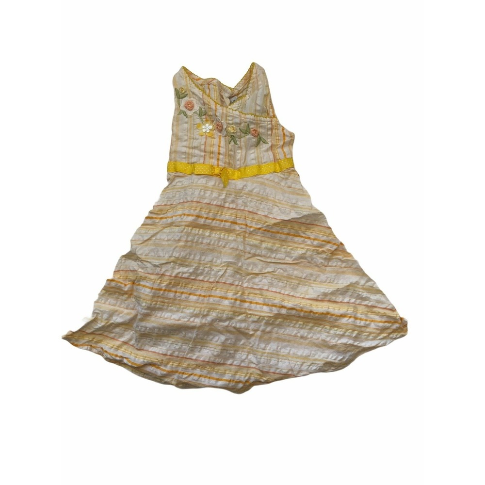 Youngland Striped Floral Sleeveless Dress Toddler 4T Yellow Cottagecore Boho
